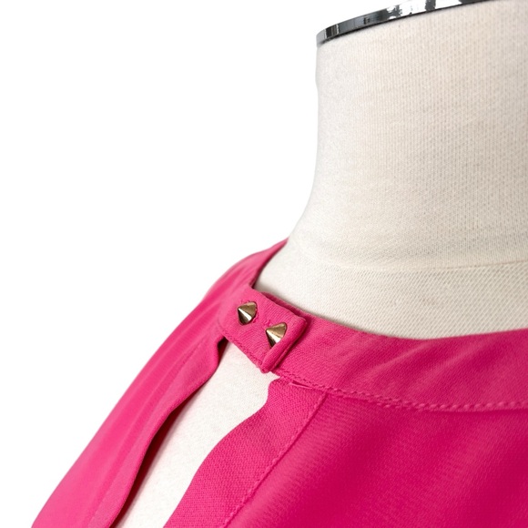 FOREVER 21 Love 21 Long Sleeve Blouse Pink Gold Punk Spikes Sz S - Picture 4 of 11